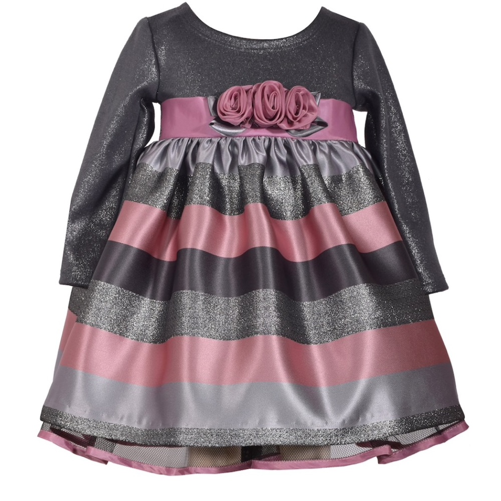 🎄Baby Girl Bonnie Jean Jacquard Stripe Dress